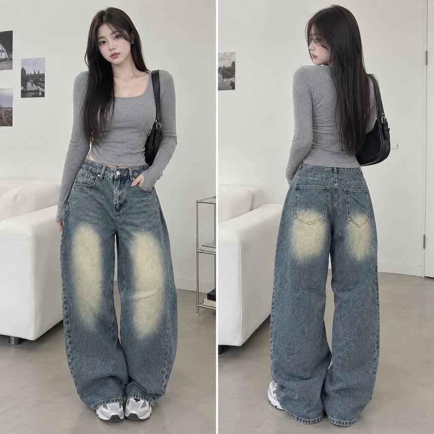 [BUNJANG] Avely Side Folding Wide Pants (M) / 청바지 옆폴딩 와이드팬츠(M)