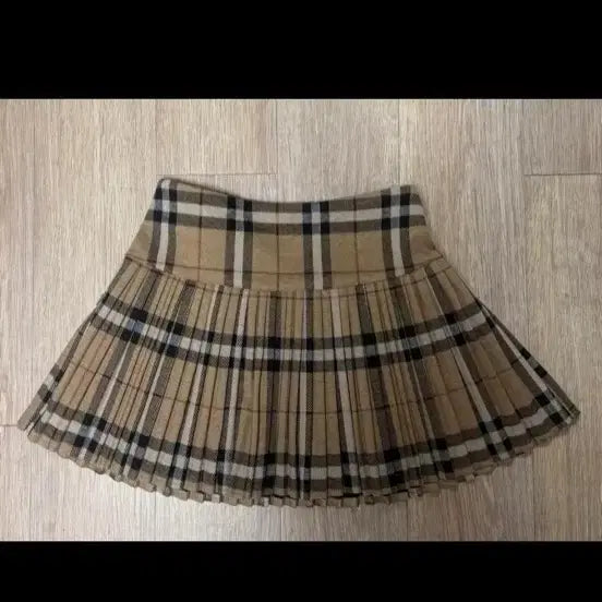 [BUNJANG] Check Pleated Midi Skirt Beige / 체크 플리츠 스커트 베이지
