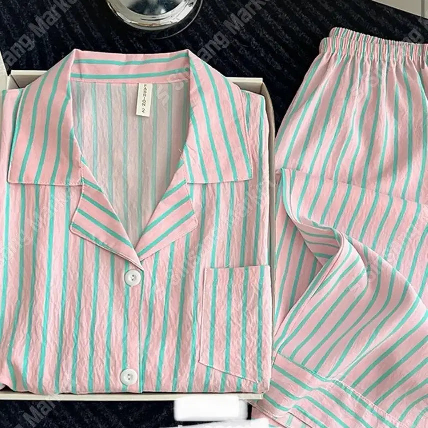 [BUNJANG] Pink Stripe Pajama Set / 핑크 스트라이프 파자마 세트 (새상품)