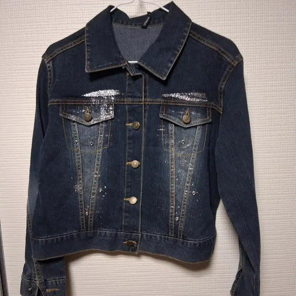 [BUNJANG] New Women's Crystal Embellished Denim Jacket - Medium / 새상품 청 재킷 큐빅 장식 M