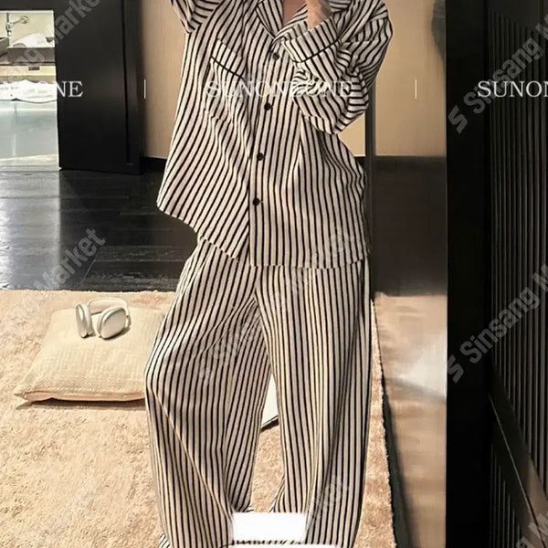 [BUNJANG] Black Stripe Pajama Set / 블랙 스트라이프 파자마 세트 (새상품)