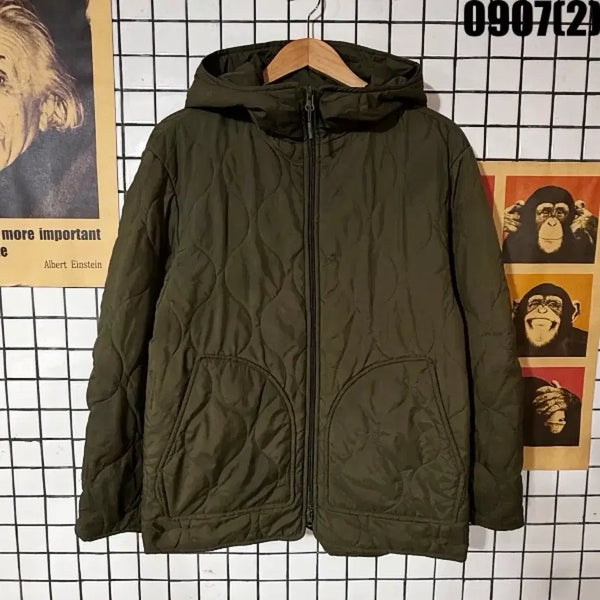[BUNJANG] Code Graphy Quilted Hooded Jumper Khaki S / 코드그라피 퀼팅 후드 점퍼 카키색 S 0907
