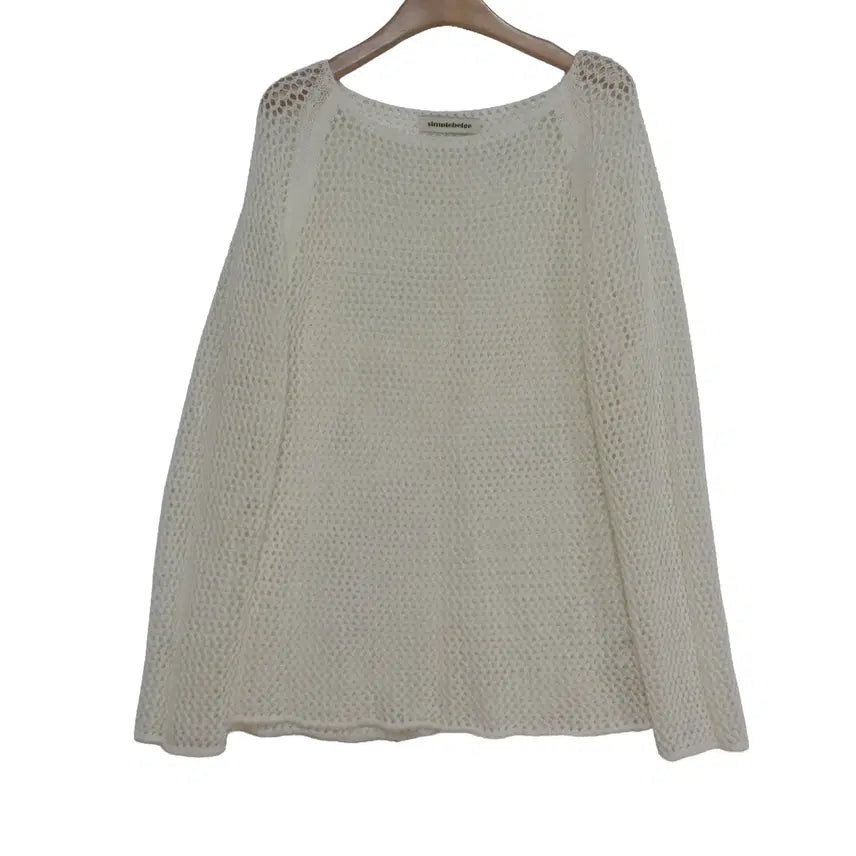 [BUNJANG] Simplebeige Ivory Mesh Knit Long Sleeve / 심플베이지 아이보리 그물 메쉬 긴팔 니트 FREE