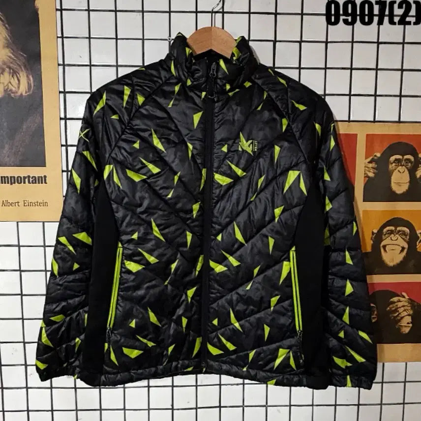 [BUNJANG] Millet Padded Jacket Black Lime Pattern Size 95 / 밀레 패딩 자켓 블랙 라임패턴 95 0907