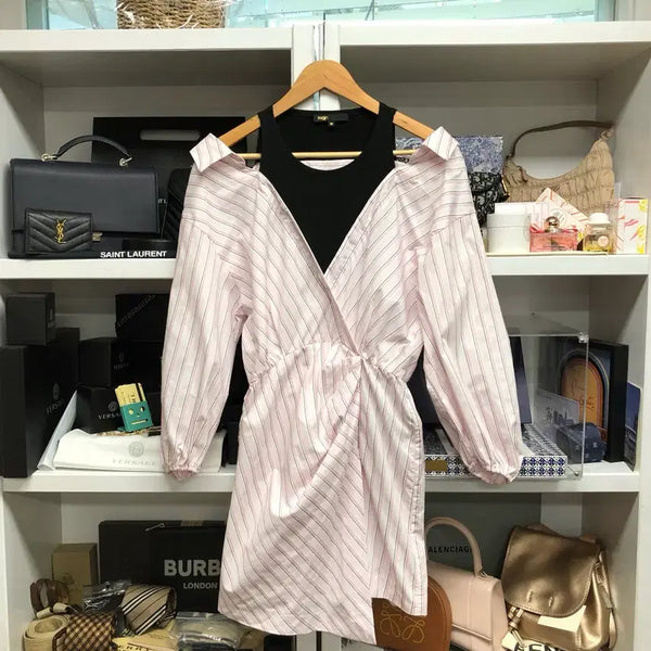 [BUNJANG] Maje Striped Wrap Dress / [ maje ] 마쥬 스트라이프 랩 원피스