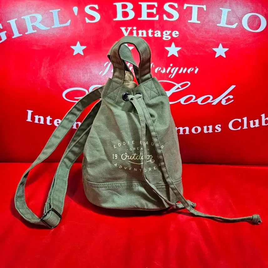 [BUNJANG] Eddie Bauer Khaki Canvas Strap Mini Tote Bag / 에디바우어 카키 캔버스 스트렙 미니 토트백