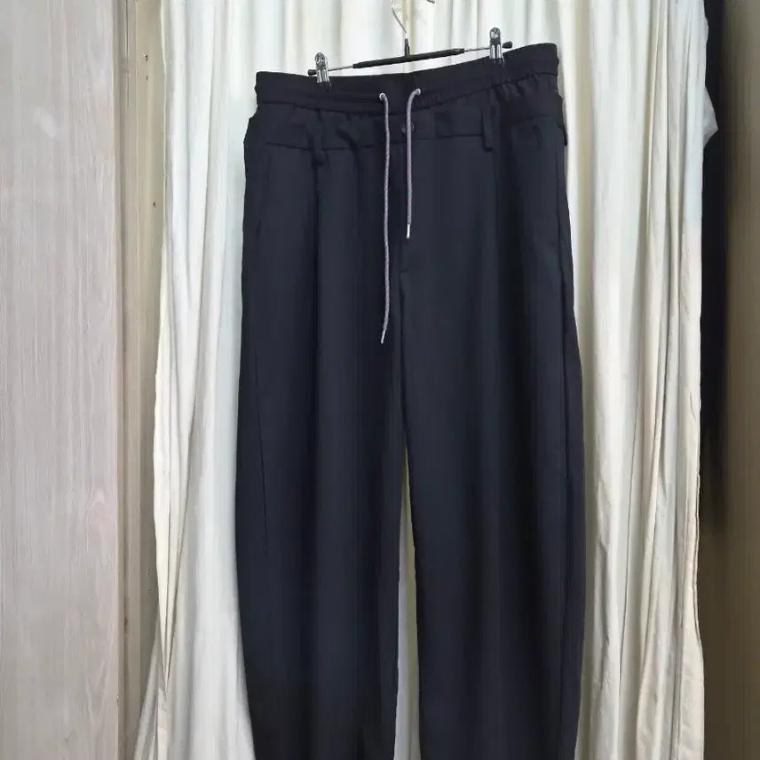 [BUNJANG] Black Wide String Pants / 검정색 와이드 스트링 팬츠