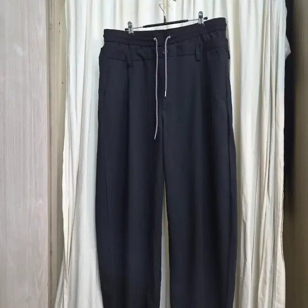 [BUNJANG] Black Wide String Pants / 검정색 와이드 스트링 팬츠