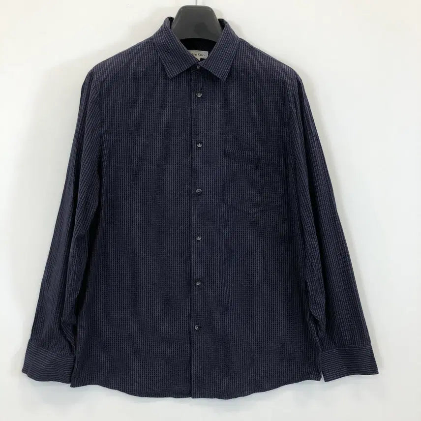 [BUNJANG] Calvin Klein Gingham Shirt Navy M / ck 캘빈클라인 메이드홍콩 깅엄셔츠 M 95-100