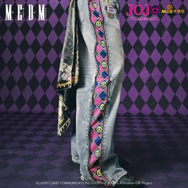 [BUNJANG] MEDM x JoJo's Bizarre Adventure Golden Wind Collaboration Side Zip Check Denim Pants / 죠죠의 기묘한 모험 사이드 지퍼 체크 데님 팬츠