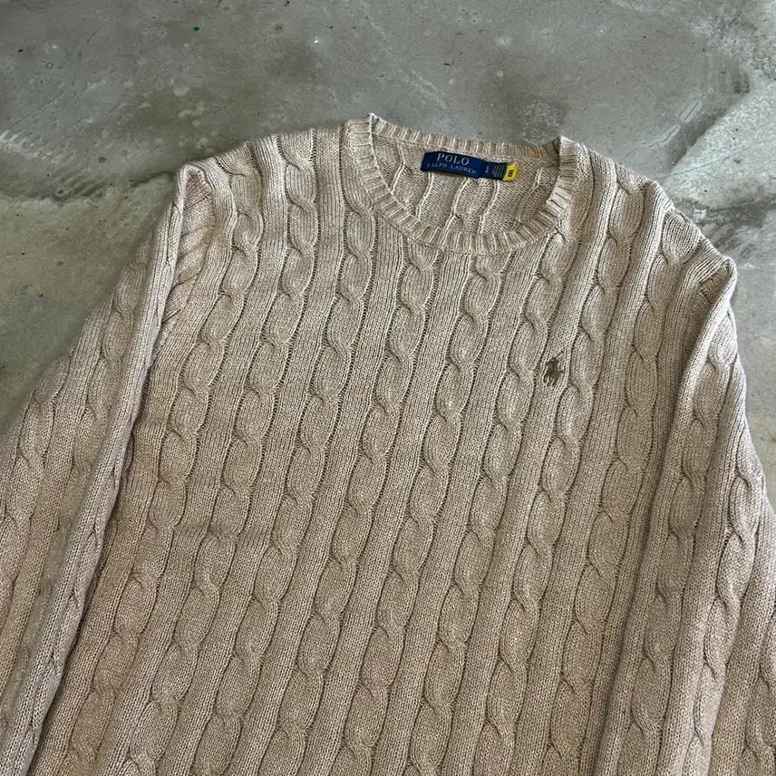 [BUNJANG] Polo Ralph Lauren Cable Knit Beige L / L 폴로랄프로렌 케이블 베이지 니트