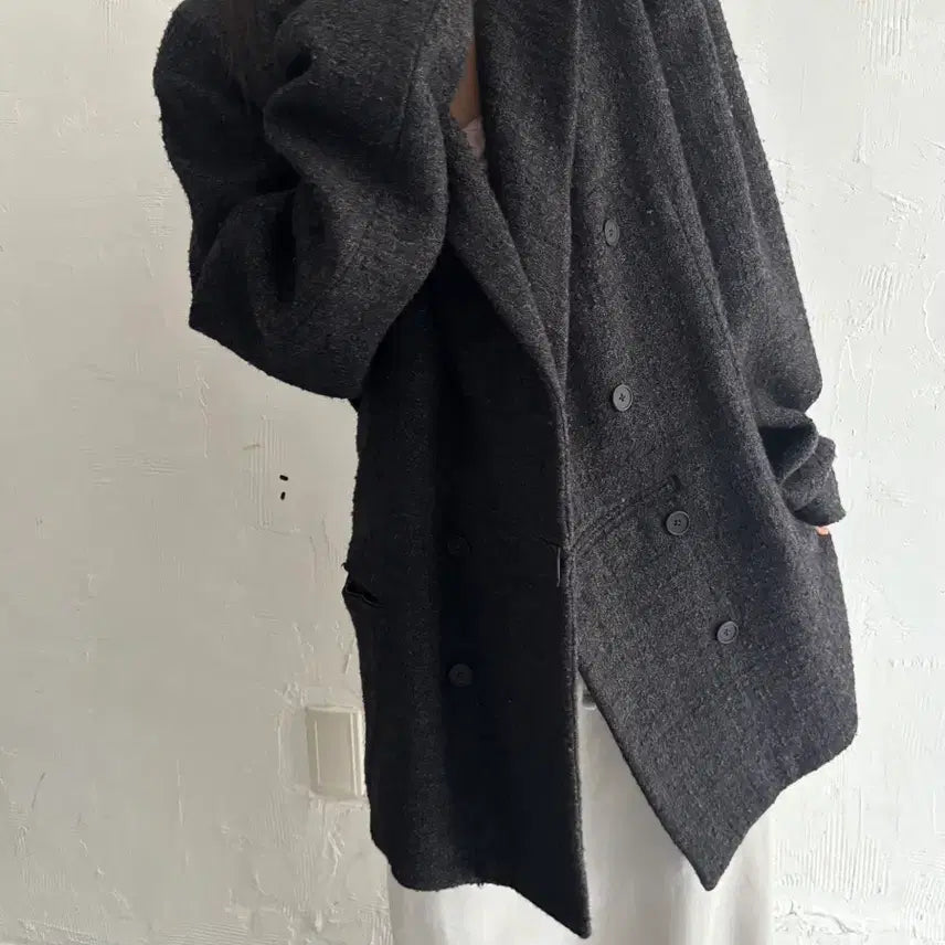 [BUNJANG] Bottega Veneta Charcoal Wool Double-Breasted Jacket / BOTTEGA VENETA 보테가 베네타 차콜 울 더블 브레스티드 자켓
