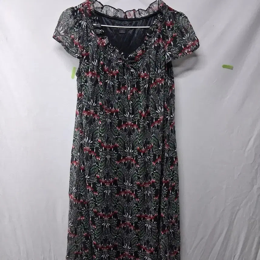 [BUNJANG] Chiffon Floral Pattern Dress (Size 77) / 쉬폰 플라워 패턴 원피스77