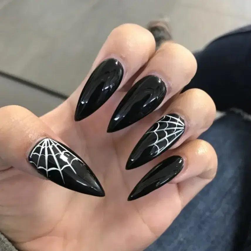 [BUNJANG] Handmade Gothic Spiderweb Nail Tips / 선착1명[거미줄_고스룩,할로윈,고딕st_수제네일팁] #상점소개글 필독 :)