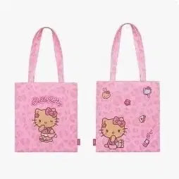 [BUNJANG] WakeMake Leopard Hello Kitty Pink Eco Bag / 웨이크메이크 레오파드 헬로키티 핑크 에코백 새상품