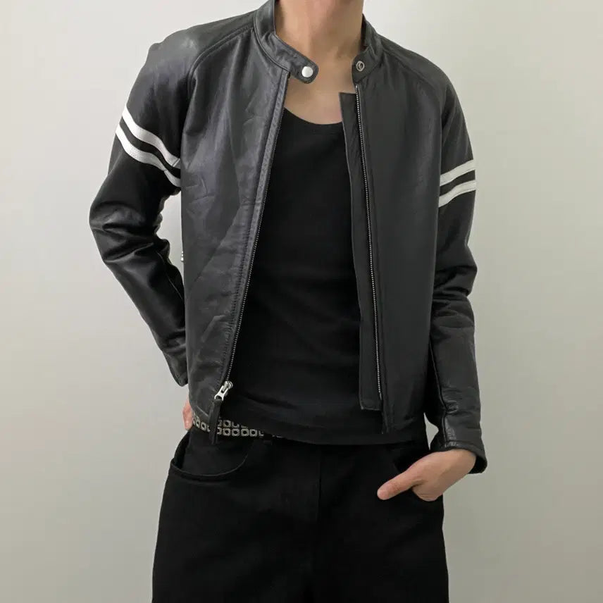 [BUNJANG] Kadoya Cowhide Single Biker Jacket L / 카도야 소가죽 싱글 바이커 자켓 L
