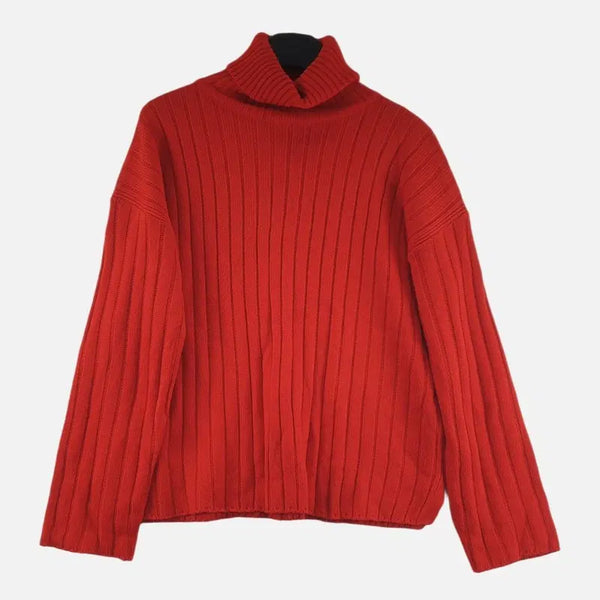 [BUNJANG] Women's Red Turtle Neck Knit / 레드 여자 FREE 터틀 니트 O3277