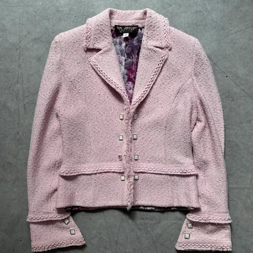 [BUNJANG] St. John Couture Pink Tweed Jacket / St. John Couture 센존 쿠튀르 핑크 트위드 자켓