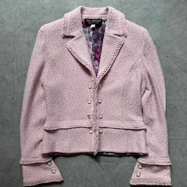 [BUNJANG] St. John Couture Pink Tweed Jacket / St. John Couture 센존 쿠튀르 핑크 트위드 자켓