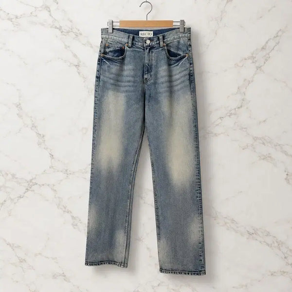 [BUNJANG] RECTO Signature Washed Denim Pants Medium Blue Size S / [정품]렉토 시그니처 워싱 데님 팬츠 중청 S