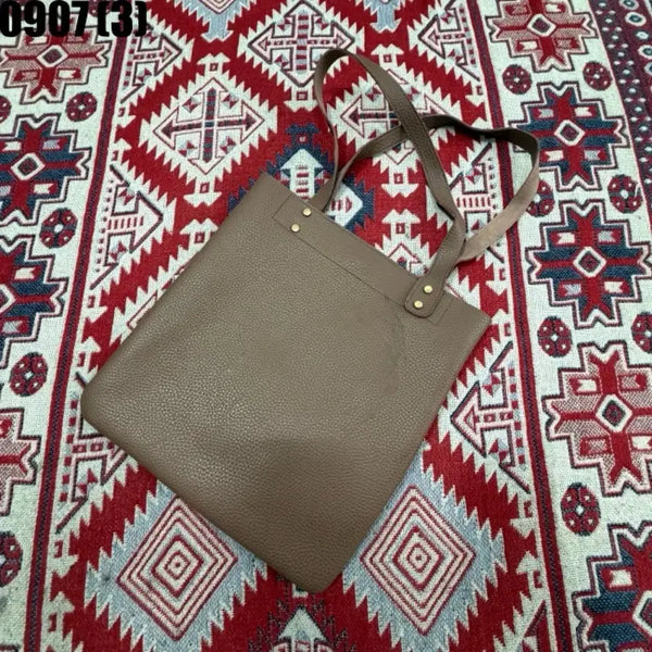 [BUNJANG] Leather Tote Bag Brown / 가죽 토트백 브라운 0907