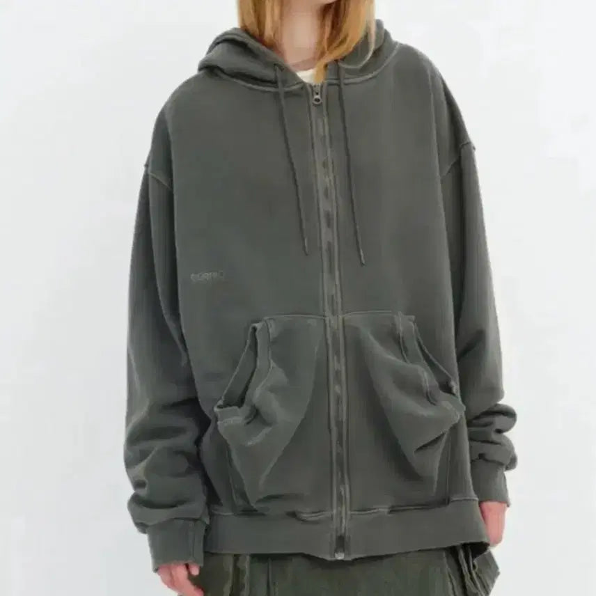 [BUNJANG] Seric Hole Hooded Zip-Up Charcoal / 세릭 hole 후드집업 챠콜