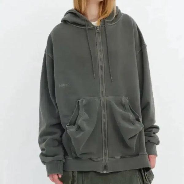 [BUNJANG] Seric Hole Hooded Zip-Up Charcoal / 세릭 hole 후드집업 챠콜