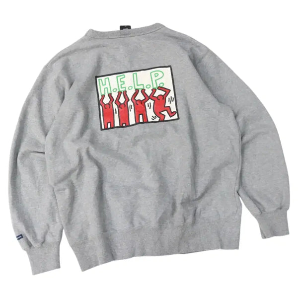 [BUNJANG] Keith Haring Artwork Backprint Sweatshirt (L) / 키스 해링 H.E.L.P 아트웍 백프린팅 맨투맨 (L)
