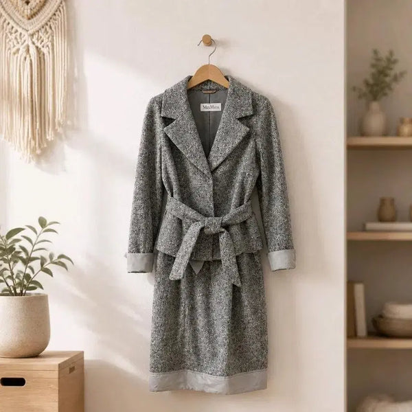 [BUNJANG] MaxMara Wool Alpaca Boucle Belted Two-Piece Set Size S / 막스마라 MaxMara 부클 벨티드 투피스 셋업 S사이즈