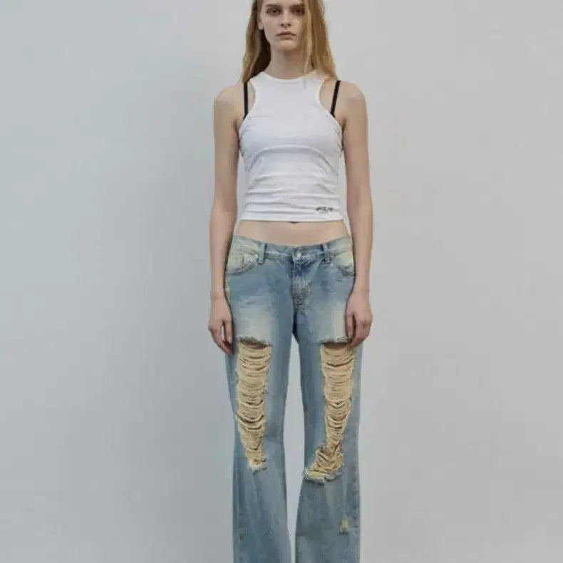 [BUNJANG] Bohemian Seoul Damage Denim Pants S / 보헤미안서울 데미지 데님 팬츠s