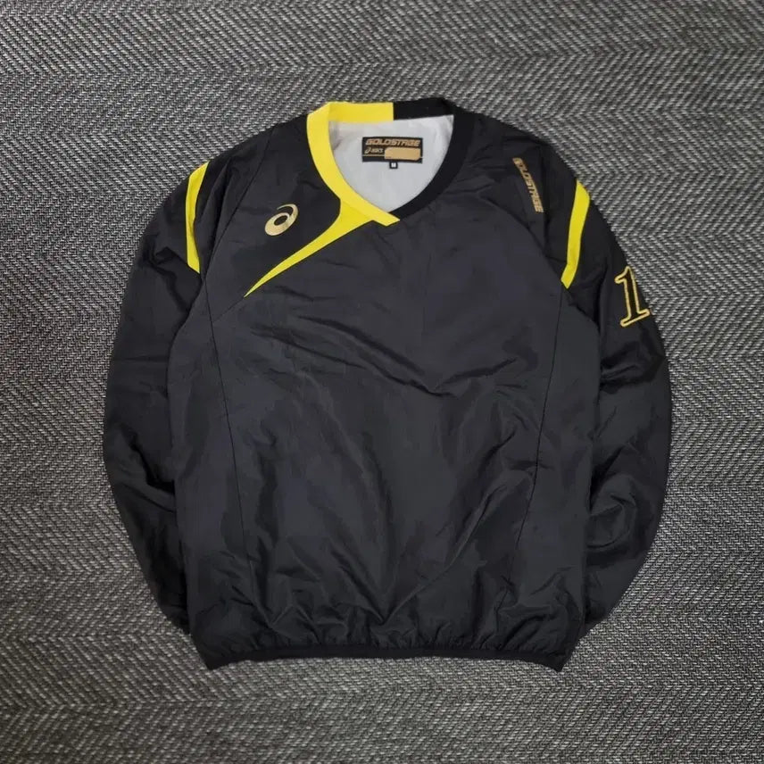 [BUNJANG] Asics Windbreaker Warm-up Black / 아식스 바람막이 웜업 블랙