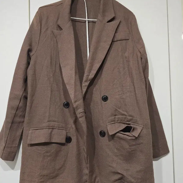 [BUNJANG] Brown Double-Button Jacket / 브라운 더블 버튼 자켓