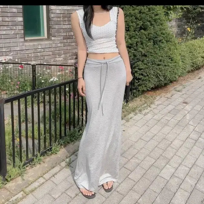 [BUNJANG] NaShowJoong Long Skirt Summer Version / 나쇼중 롱스커트 여름버전 롱기장 차콜/그레이/블랙