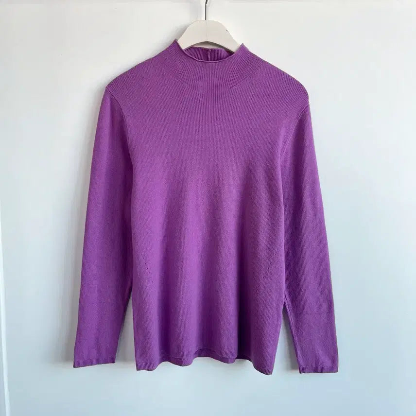 [BUNJANG] Max Studio Purple Ribbed Turtleneck Knit Sweater / Max studio 막스스튜디오 보라색 골지 터틀넥 니트 -047