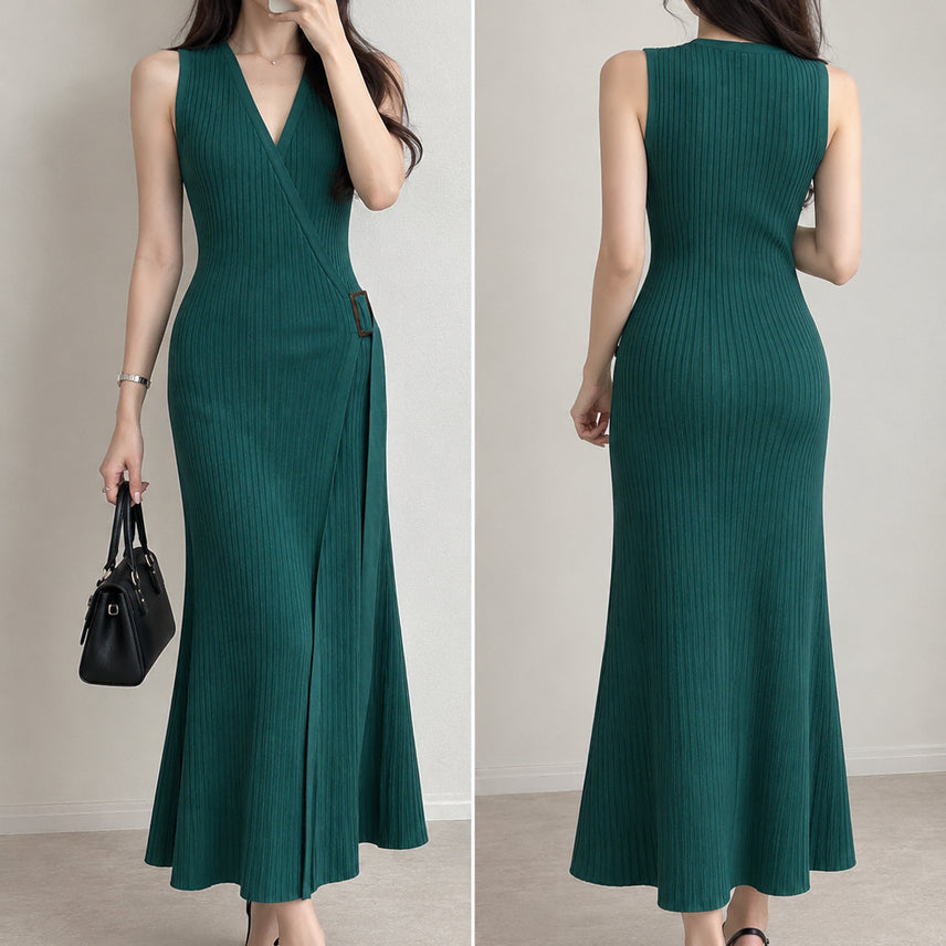 [BUNJANG] Massimo Dutti Ribbed Wrap Long Dress / 마시모두띠 골지 랩 롱원피스 S (착샷O)/호구제샵