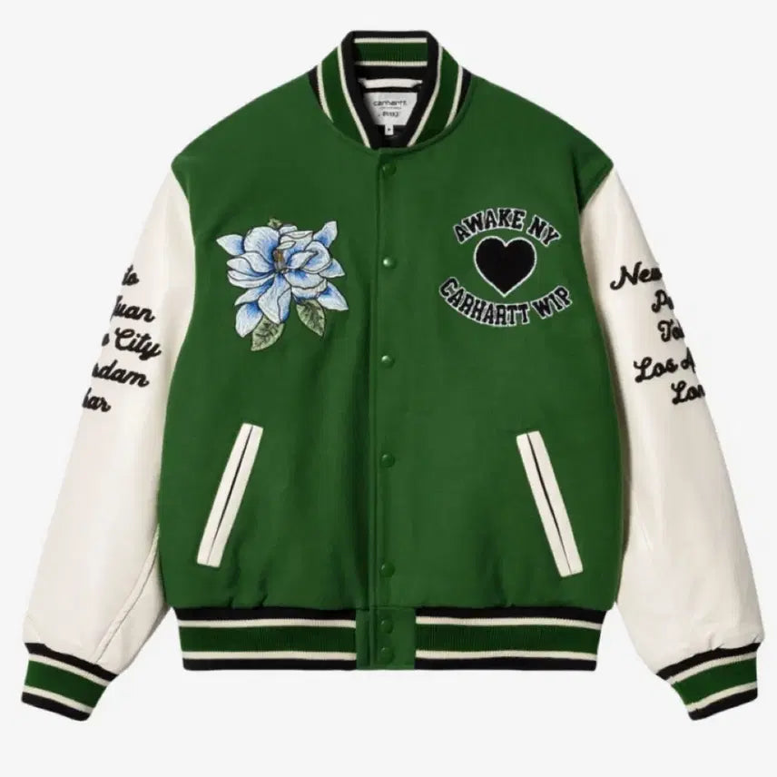 [BUNJANG] Carhartt Awake NY Teddy Varsity Jacket Size S / 칼하트 어웨이크 콜라보 테디 바시티 자켓 S