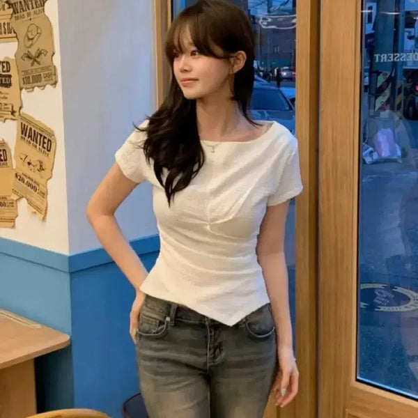 [BUNJANG] MISO Basic Short Sleeve T-Shirt / 미쏘 랩 반팔 티셔츠