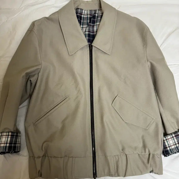 [BUNJANG] Wooyoungmi Reversible Jacket Beige Check Pattern Size 48 / 우영미 리버시블 자켓 48