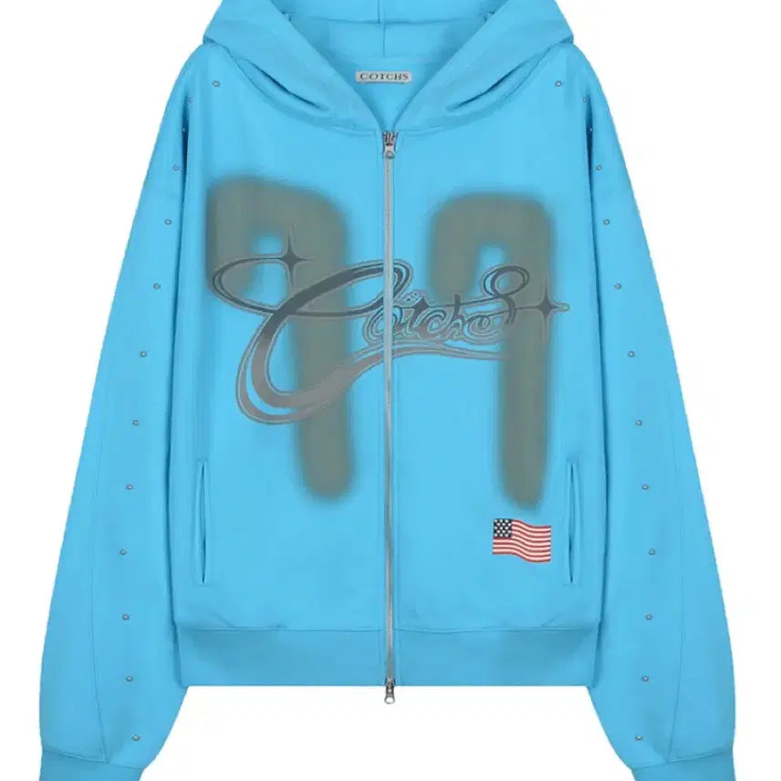 [BUNJANG] Kachis Lucky 77 Hooded Zip-Up Blue / 카치스 럭키77 후드 집업 블루