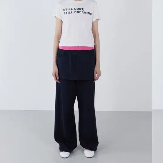 [BUNJANG] SERIC Skirt Layered Sweatpants Navy / 세릭 스커트 레이어드 스웻팬츠 네이비