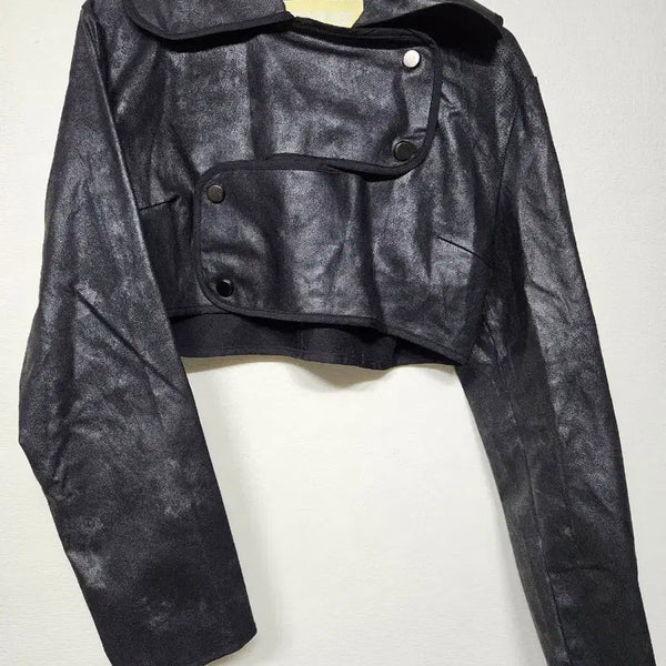 [BUNJANG] SETSETSET Crossover Cropped Leather Jacket S / 쎄쎄쎄 SETSETSET 크로스오버 크롭 레더 자켓 s