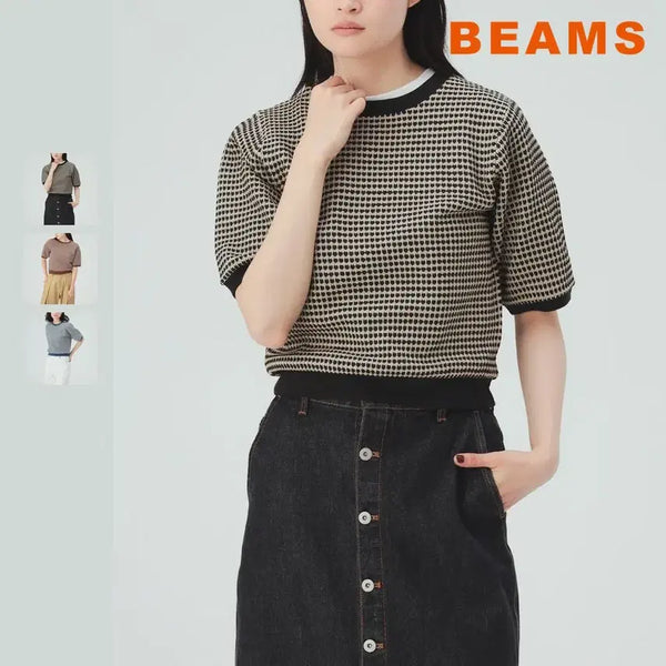 [BUNJANG] BEAMS Heart Honeycomb Jacquard Pullover / 빔즈 하트 허니콤 자카드 풀오버