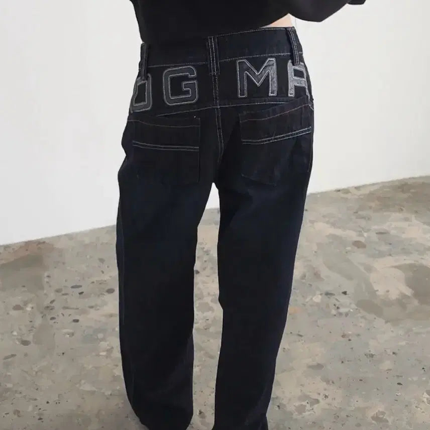 [BUNJANG] DGMA Patched Semi Baggy Denim Pants / 도그마 엑스 DGMA PATCHED SEMI BAGGY DENIM PANTS