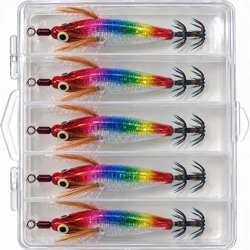 [BUNJANG] Jjugaep Laser Rainbow Set with Case / 쭈갑 레이저 레인보우 세트 케이스 포함 에기 5개 새상품
