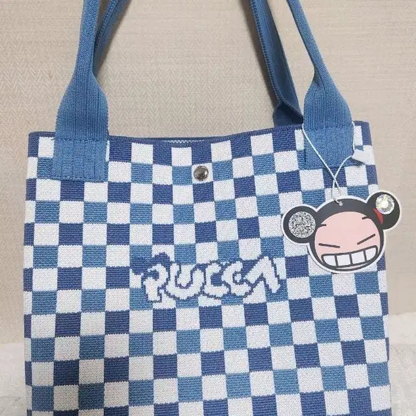 [BUNJANG] Pocahontas Check Pattern Tote Bag / 뿌까 토트백