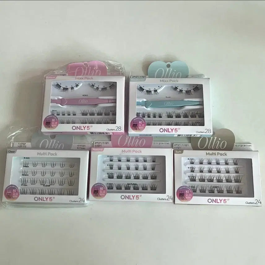[BUNJANG] Olio No-Glue Eyelash Multi-Pack + Mix-Pack with Tweezers Set / 올리오)노글루 속눈썹 멀티팩+믹스팩(트위저세트)