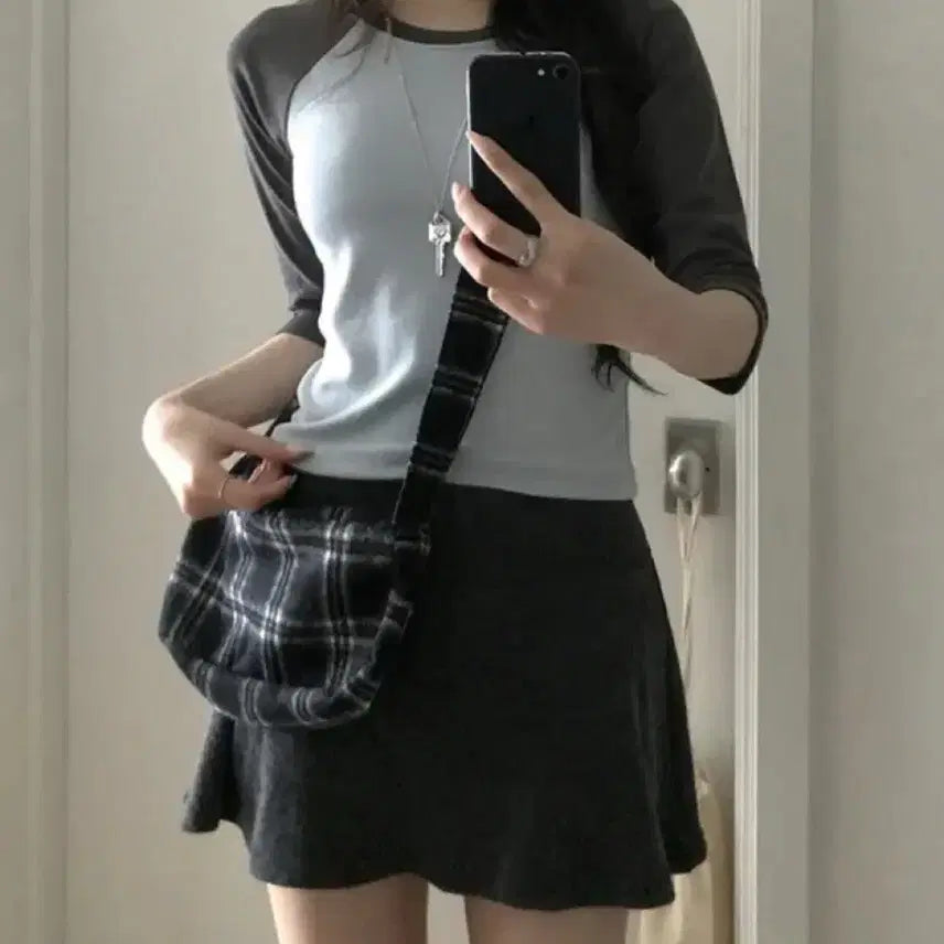 [BUNJANG] ENSU Raglan T-Shirt Grey / 엔슈 나그랑 티셔츠 그레이
