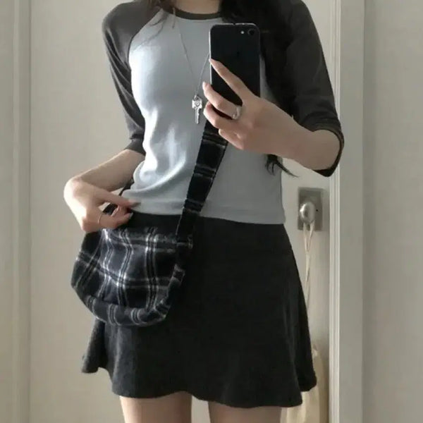 [BUNJANG] ENSU Raglan T-Shirt Grey / 엔슈 나그랑 티셔츠 그레이