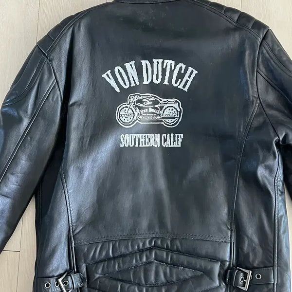 [BUNJANG] Von Dutch Motorcycle Leather Jacket / 본더치 Von Dutch 모터사이클 레더 자켓