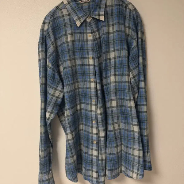 [BUNJANG] Auralee Airy Wool Check Shirt Size 5 / 오라리 에어리 울 체크셔츠 5사이즈